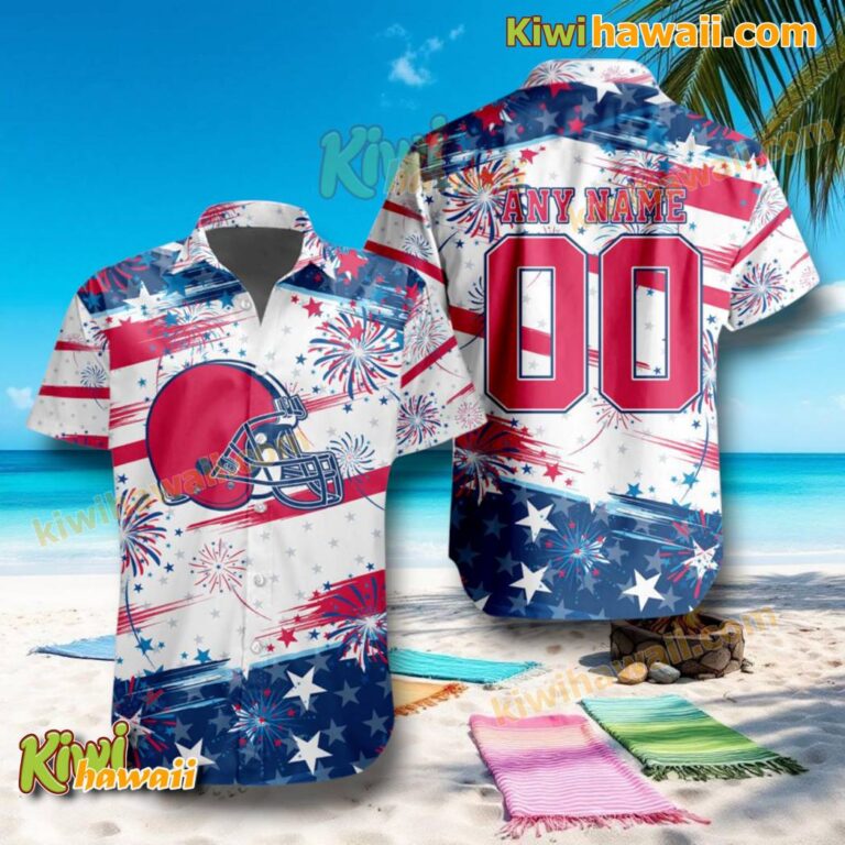 NFL Cleveland Browns Independence Day Firework Personalized Hawaiian Shirt 968qZ5P