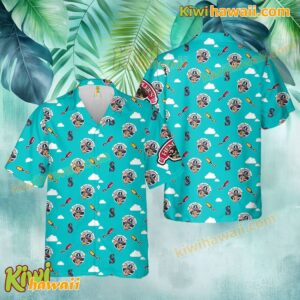 Seattle Mariners Hot Dogs From Heaven Button-down Hawaiian Shirt e9OQaiK