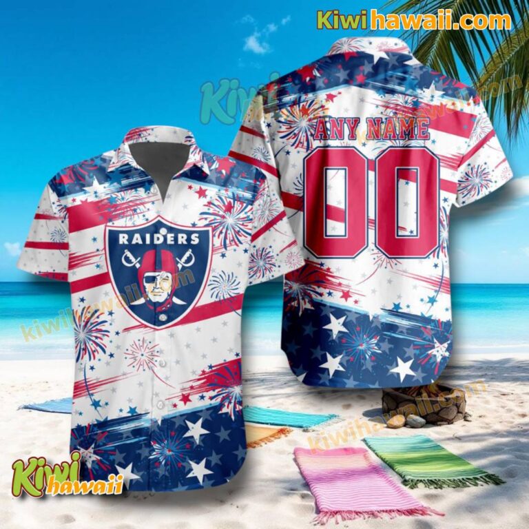 NFL Las Vegas Raiders Independence Day Firework Personalized Hawaiian Shirt ci4AFMj