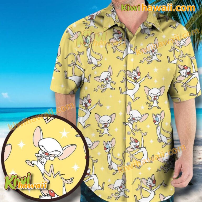 Pinky And The Brain Characters Yellow Hawaiian Shirt bktJlVo