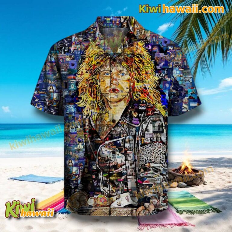 Bon Jovi Art Collage Hawaiian Shirt eZxacpB