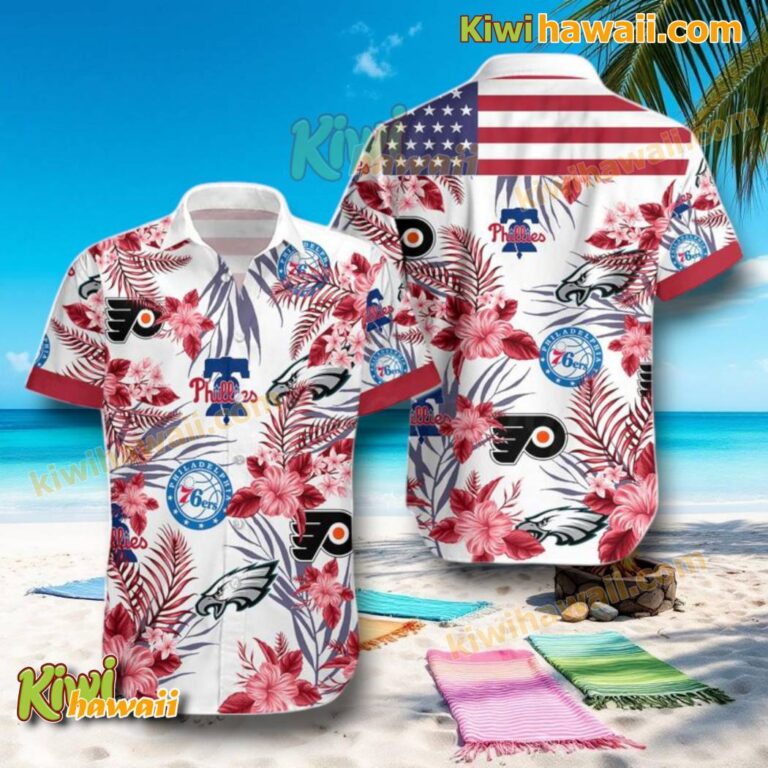 Philadelphia Sport Teams American Flag Hawaiian Shirt SqTgsfy