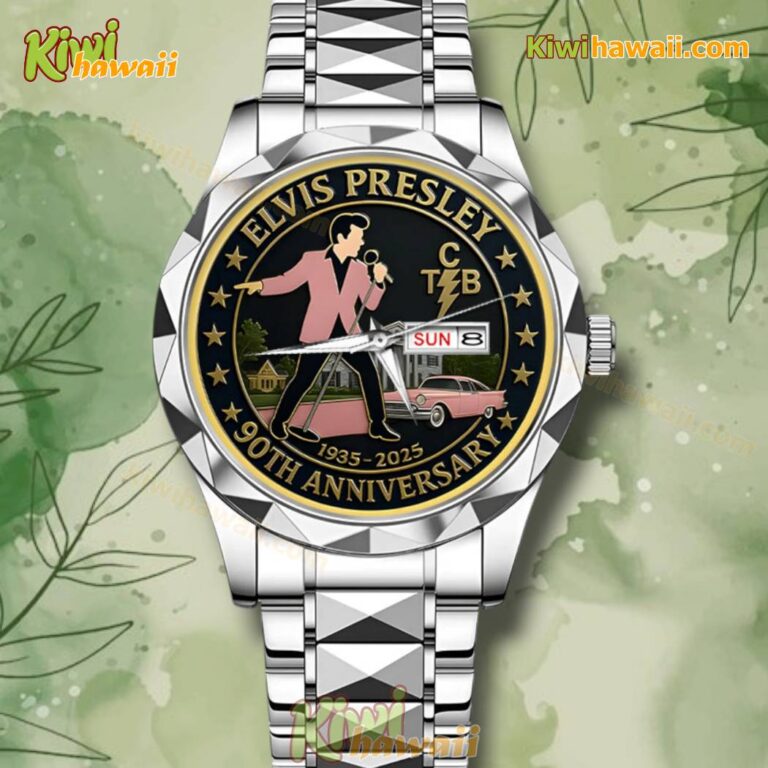 Elvis Presley 90th Anniversary 1935-2025 Stainless Steel Watch 4fXFnHl