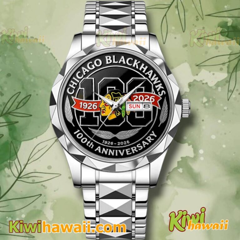 Chicago Blackhawks 100th Anniversary 1926-2026 Stainless Steel Watch PFDZa0v
