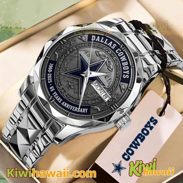 Dallas Cowboys 1960-2025 65 Years Anniversary Stainless Steel Watch 0xbdt3M