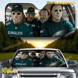 Halloween Horror Characters X Philadelphia Eagles Auto Sun Shade ejFDiKT