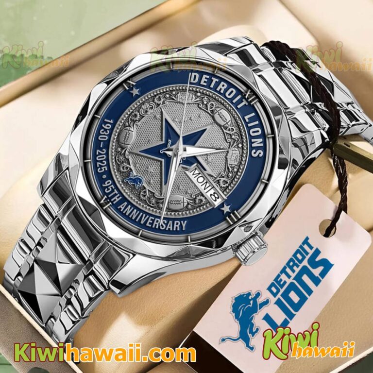 Detroit Lions 95th Anniversary 1930-2025 Stainless Steel Watch GLNYUx7