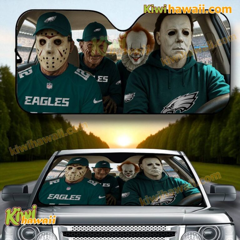 Halloween Horror Characters X Philadelphia Eagles Auto Sun Shade ejFDiKT